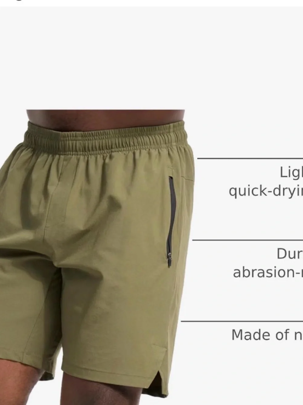 Light Gray Performance Shorts with Zippered Pockets